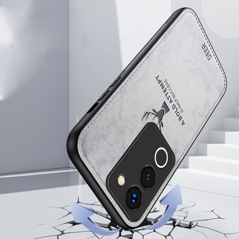 For vivo Y200 (India) 5G Modern Deer Imprinted Case TPU+PC+PU Leather Smartphone Cover - Black For vivo Y200 (India) 5G Modern Deer Imprinted Case TPU+PC+PU Leather Smartphone Cover - Black
